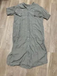 【チャオパニックティピー】レディース ノーカラー シャツワンピース スリット