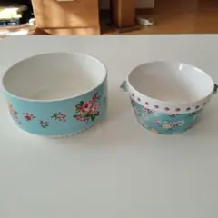 ブルー花柄　器