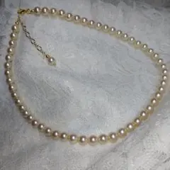 ホワイト♥花珠級♥ツヤツヤ♥パールネックレス♥14kgf♥ゴールド金具付き 92