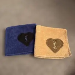 YSL ハート型ロゴタオルハンカチ2枚セット
