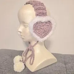 ピンク ハート型 ラメ入り ふわふわイヤーマフ