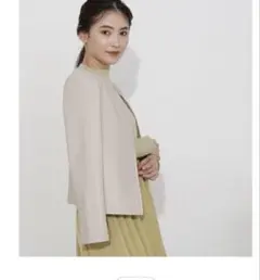 NATURAL BEAUTY BASIC ノーカラージャケット M ベージュ