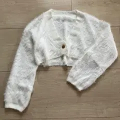 最終値下げ　ホワイトファーカーディガン クロップド丈