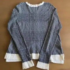 H&M ブラックとホワイトのチェック柄ニットセーター Ｍ
