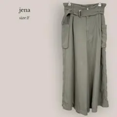 【jena】ワイドパンツ　カーゴパンツ　ハイウエスト　カーキー　ミリタリー　無印