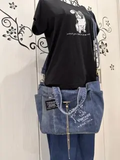 デニムリメイクトートバッグ　ショルダーバック