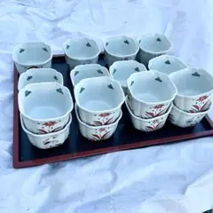 【九谷焼16客セット】赤絵花紋反煎茶 強化磁器 湯呑み 和食器