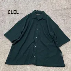 【CLEL】ルーズ半袖レースシャツ ユニセックス ダークグリーン ゆるだぼ
