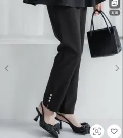 coca ブラック サイドボタン スリムパンツ