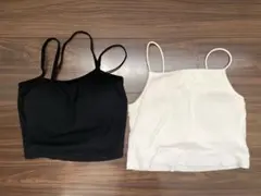 ベアトップ キャミトップ 2枚セット ブラック ホワイト