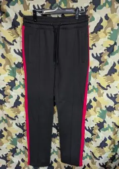 Deormt shop サイドライン ジャージ・スリムパンツ ブラック×レッド 