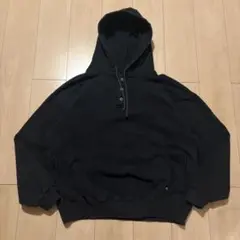90s usa製 ラッセル ヘンリーネック スウェット パーカー ブラック XL