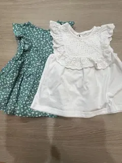 花柄フリル付きチュニック2点セット 110