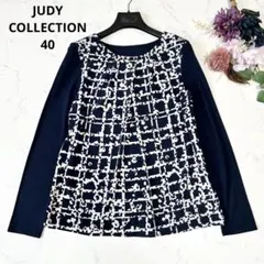 JUDY COLLECTION フラワープリント異素材切替デザインブラウス