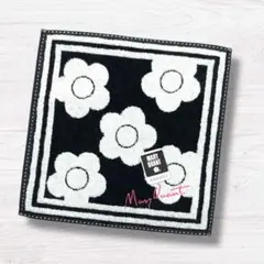 MARY QUANT 花柄 ハンカチ 黒/白