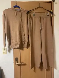 セットアップ　パーカー　部屋着　ルームウェア　ブラウン