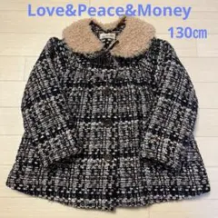 【美品】love&peace＆money コート ポケット　ボア襟付　130㎝