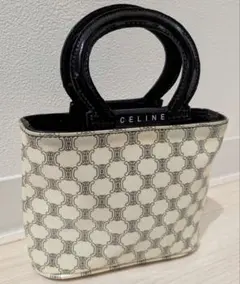 ​【希少】CELINE セリーヌ マカダム柄 ミニハンドバッグ ホワイトのサムネイル