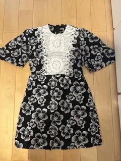 Zara woman花柄刺繍レース半袖ミニワンピース