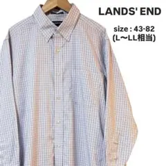 ランズエンド Lands' End チェックボタンダウン オックスフォードシャツ