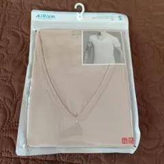 ユニクロエアリズム Vネック Tシャツ S ベージュ