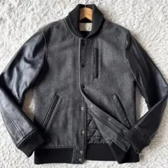 美品　ID アーバンリサーチ　ラムレザー　羊革　スタジャン　中綿　グレー　L