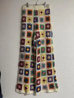 【MAIAON SPECIAL】クロシェニットパンツ 鍵編み 花柄 アイボリーのサムネイル
