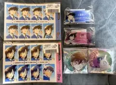 名探偵コナン　工藤新一　毛利蘭　缶バッジ　アクリルネームバッジ　ステッカー