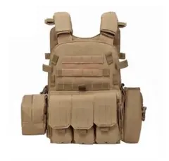 6094 カーキカラー タクティカルベスト プレートキャリア