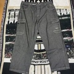 希少激レア未使用タグ付きLA GATE W42 バギーパンツ黒デニム極太B系刺繍 希少激レア未使用タグ付きLA GATE W42 バギーパンツ黒デニム極太