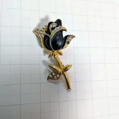 バラデザイン ブローチ 黒金