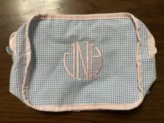 【２月２７日まで】　jnhearts ポーチ　Ｍ　ペールブルー　ピンク　刺繍