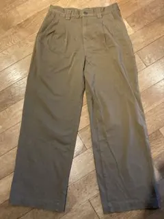 縦横ストレッチチノタックワイドパンツ　股下長め婦人Ｍ・ダークベージュ