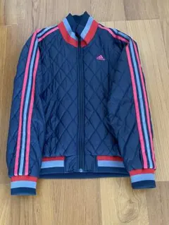 【レア】adidas キルティング　ダウンジャケット ブラック M 刺繍ロゴ