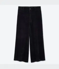 ユニクロ ☆ ハイウエストコーデュロイワイドクロップドパンツ ネイビー W64