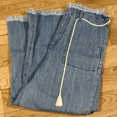 LOWRYSFARMデニムワイドフリンジパンツ Lサイズ