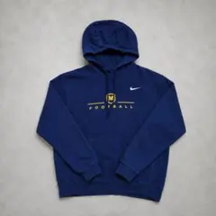 古着 NIKE プルオーバーパーカー M FOOTBALLロゴ 紺