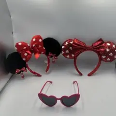 ディズニー ミニーマウスカチューシャ サングラス3点セット