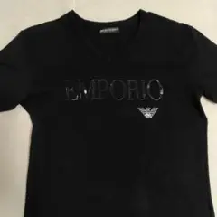 EMPORIO ARMANI ブラック Vネック Tシャツ