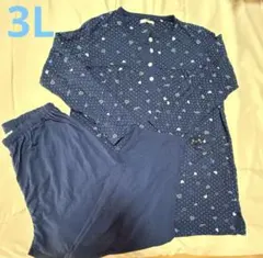 ネイビー ハート柄 コットンパジャマ セット