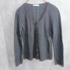 【Ketty】日本製　ラメ入り黒のカーディガン　M　着丈55