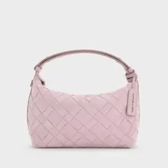 CHARLES & KEITH スエードウーブンショルダーバッグ ピンク