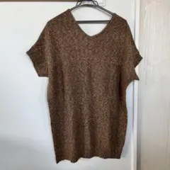 vingtrois ブラウン Vネック 半袖ニット M