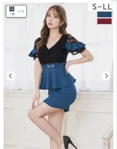 レーストップペプラムタイトドレス Lサイズ