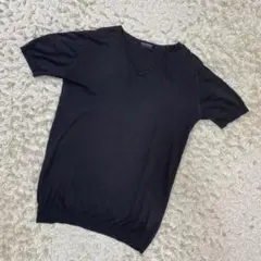 ジョンスメドレー　半袖ニット　Vネック チャコールグレー系 S