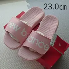 新品☆ニューバランス シャワーサンダル PK 23.0㎝ ピンク ロゴ 白