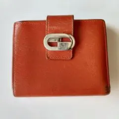 【ジャンク】GUCCI 三つ折り財布 オレンジ レザー ロゴ金具
