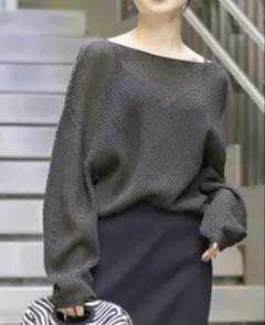 noble ペーパーヤーン カノコ Back Vプルオーバー グレーのサムネイル
