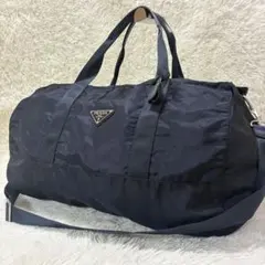 希少 美品✨ 鍵付き プラダ 三角ロゴ 2way ボストンバッグ ナイロン 紺のサムネイル