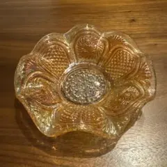 昭和レトロ　レースガラス皿　オーロラ